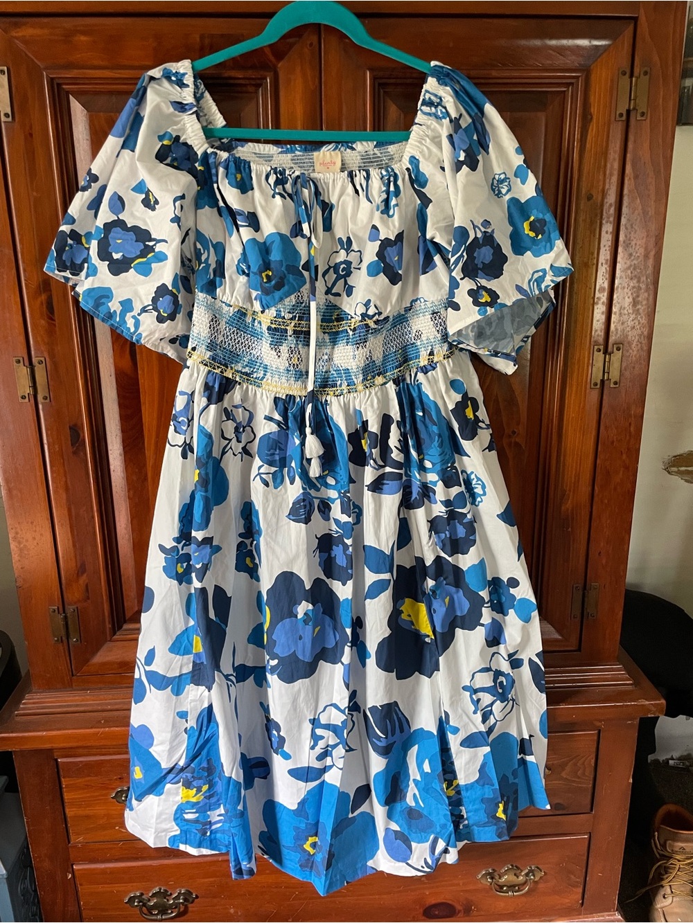 Plenty by Tracy Reese White Dress with Blue Floral Print